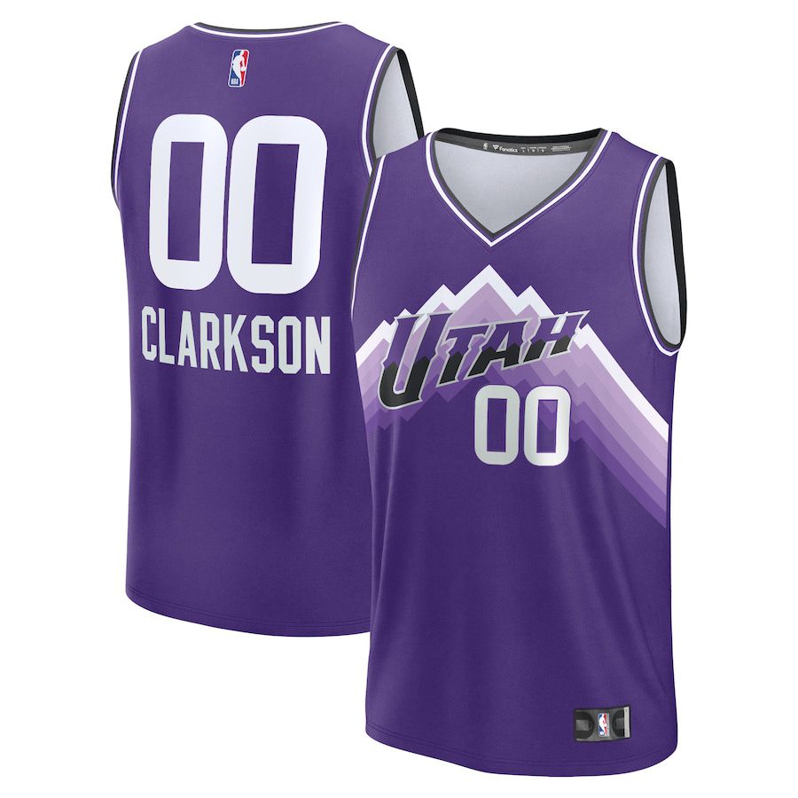 Men Utah Jazz #00 Jordan Clarkson Fanatics Branded Purple City Edition 2023-24 Fast Break NBA Jersey
